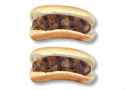 STREET LEGAL DECALS 2 Bratwurst Sausage on a Bun 6'' Decals Concession Trailer Menu Board Stickers