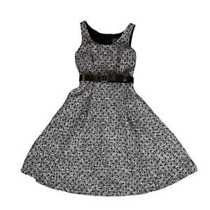 ModCloth Take the Lead Dress Women's 4 Tweed Polka Dot Lined Belted Hand Pockets - Picture 1 of 9