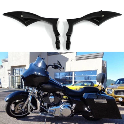 For Harley Davidson Street Glide Road King Black Motorcycle Rearview Mirrors US - Image 1 of 4