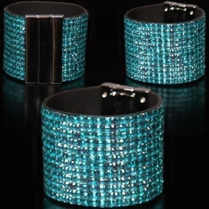 Edles Glamour Party-Armband Strass-Look Schmuck Türkis Einheitsgröße #AC062 - Bild 1 von 1