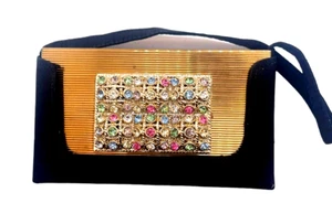 Vintage Voulpte Rhinestone Inset Caryall Necessaire in Original Black Holder - Picture 1 of 6