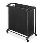 3 Section Laundry Sorter with Wheels, Black Fabric, For adult use