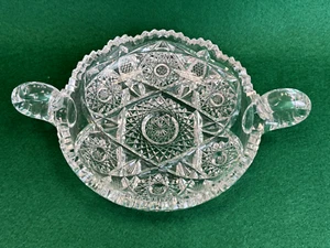 Antique American Brilliant ABP Cut Glass Candy NUT Dish with Double Handle - Picture 1 of 5