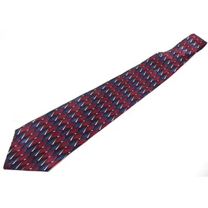 Puritanische breite Herrenkrawatte Krawatte blau rot beige Rauten geometrisch 100 % Seide USA 58" - Bild 1 von 3