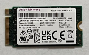 Union Memory 128GB SSD M.2 2242 NVMe PCIe GEN3 AM620 RPJTJ128MEE1MWX SSS1B60642 - Picture 1 of 2