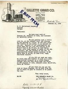 1944 Letterhead Nashville TN Tennessee Gillette Grain Company con P. Bearden - Imagen 1 de 1