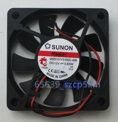 SUNON MB60101V3-000C-A99 12V 0.65W 60X60X10MM 6CM 2-Wire Cooling Fan  - Image 1 of 4