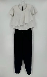 Ted Baker Womens White Waffle Knit Draped Top Zip Up Ankle Jumpsuit Sz 2/M - Picture 1 of 7
