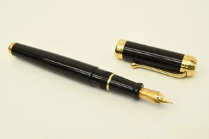 Authentic Aurora Fountain Pen 18k Gold Black Lacquer Desk Collectible - Bild 1 von 13