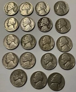C15 Jefferson Nickels 1940-P Lot of 10 - circulated - Picture 1 of 2