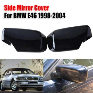 Gloss Black Side Door Mirror Cover Cap Housing For BMW E46 1998-2005 2003 2004 - Picture 1 of 6