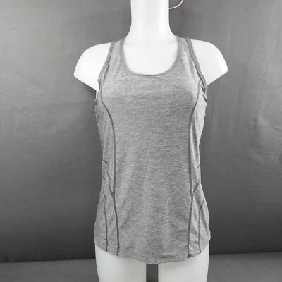 Regata Reebok Feminina Pequena Cinza Racerback Academia Yoga Corrida Fitness Atlética - Imagem 1 de 4