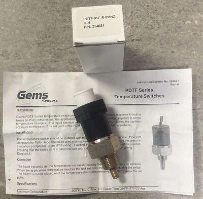 (NEW) GEMS TEMPERATURE SWITCH PDTF-95F-R-8MNZC-H 254654 1/2” NPT - Image 1 of 4