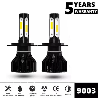 适用于丰田塔科马 1997 - 2004 2X H4 8000K COB 前 LED 车头灯高/低光束灯泡 — 第 1/4 张图片