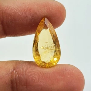 Piedras preciosas sueltas certificadas con forma de pera citrino amarillo natural de 7,00 quilates. - Imagen 1 de 5