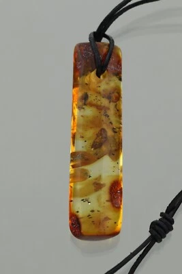 CLICK BEETLE 正品波罗的海琥珀可调节皮革弦吊坠 6.4 克 20825-1 — 第 1/4 张图片