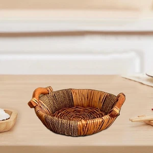 Wicker Woven Serving Tray Serving Basket Multipurpose Decorative Centerpiece - Picture 1 of 7