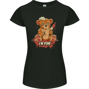 Zombie Oso de Peluche Halloween Gótico Mata Mujer Pequeña Cortar Camiseta - Imagen 1 de 23