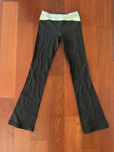 Ivivva By Lululemon Black LowRise Flare Leggings W Patterned waistband Girls 10 - Picture 1 of 6