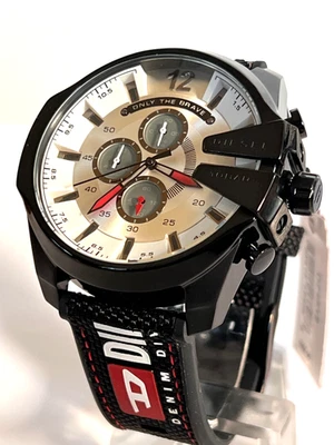 Diesel Mega Chief DZ4512 51mm Black S/Steel Case & Black Nylon Strap BNWT $250 - Image 1 of 4