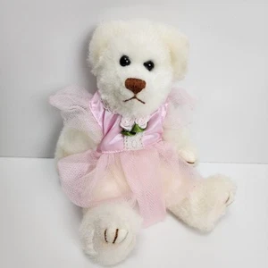 Vestido Unipak Peluche Oso Blanco con Nariz Marrón Bordada y Tul Rosa 9" Articulado - Imagen 1 de 14