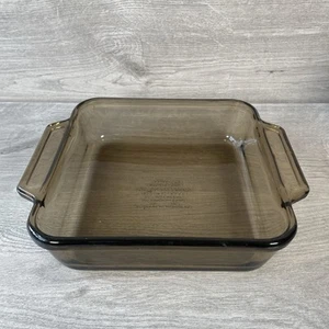 Anchor Hocking Quadratische Glas Backform Bernstein Braun Überbekleidung Vintage - Bild 1 von 5