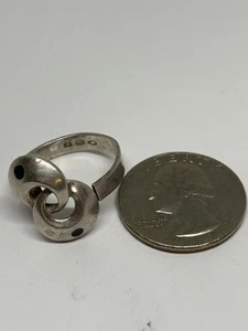 SIZE 8 5.3g NORWAY EUROPEAN STAMPED ABSTRACT EXPANDABLE STERLING SILVER RING - Picture 1 of 3