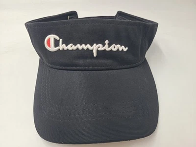 Boné chapéu ajustável viseira de golfe Champion marca sol logotipo poliéster masculino feminino preto - Imagem 1 de 4