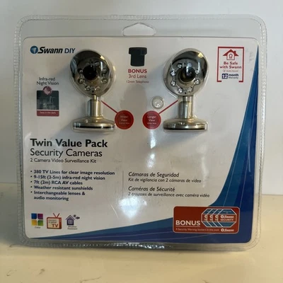 Swann DIY Security Cameras Home/Office Twin Value Pack with Cables New - Image 1 of 2