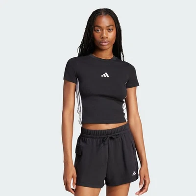 adidas women Essentials 3-Stripes Slim Baby Tee - Image 1 of 4