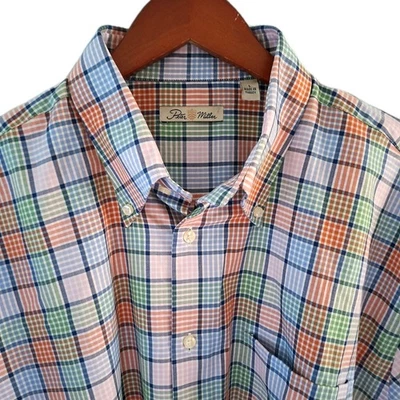 PETER MILLAR Men's Button Down Long Sleeve Shirt Checkered Plaid Size 2XL - Image 1 of 4