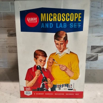 Conjunto de microscopio y laboratorio Gilbert vintage carrera construcción ciencia 1960 incompleto Foto 1 de 4