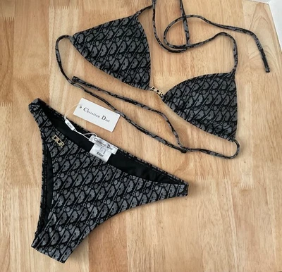 Christian Dior Oblique Monogram 2 piece Swimsuit Tringle Bikini Size Large Lg - Image 1 of 4