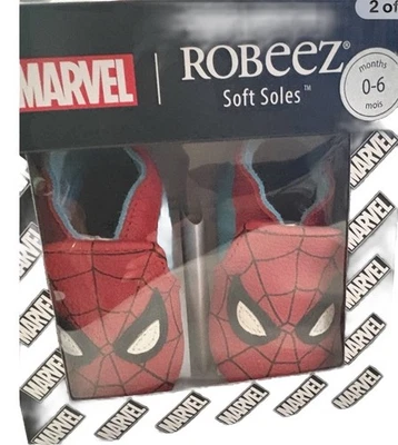 NEW Robeez Spider Man Marvel Soft Sole Baby Shoes 0-6 Months Spider-Man Shoes - Image 1 of 4