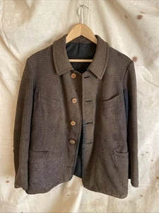 20s 30s Antique Vintage French Wool Jacket Original Repairs - Picture 1 of 8