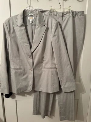 Blazer Pantalones Traje Gris Pin Rayas Pequeño Blazer Carrera Clásico Talla 14 Talbots Foto 1 de 4