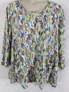 Camicia blusa Pure Jill ~ taglia 4X ~ cotone/rayon vernice schizzata PureJill - Foto 1 di 18