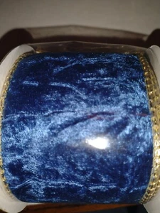Stoff Drahtband 2,5 x 4 Meter blau mit goldener Rückseite schön neu rauchfrei hm - Bild 1 von 5