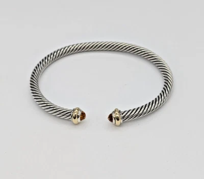 Pulsera clásica David Yurman Cable para mujer con oro de 18 quilates y citrino 4 mm pequeña Foto 1 de 4