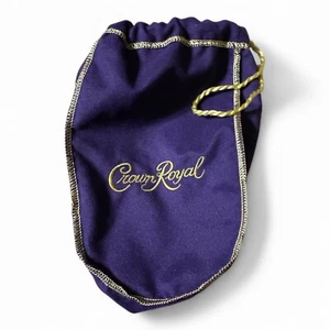 Vintage Crown Royal Dark Purple Gold Alcohol Bag Drawstring Soft 10" x 8" - Picture 1 of 6