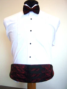 Conjunto de faja y pajarita formal negra y roja - talla única - FB - Imagen 1 de 3