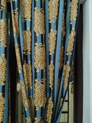 Tiger printed block print luxury curtain, luxury drapes boho print for Bedroom - Изображение 1 из 4