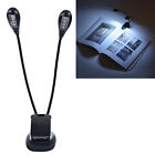 Clip On Music Stand Book Reading Mini Double Adjustable Arms Light LED Lamp