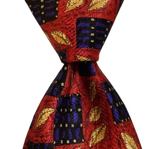 ROBERT TALBOTT Best of Class Silk Necktie USA Designer FLORAL Geometric Red EUC - Picture 1 of 3