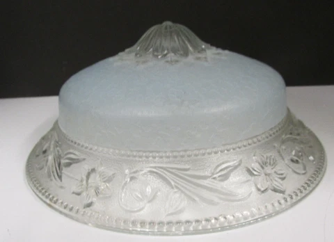 vintage art deco glass ceiling BLUE light shade fixture only 10"  chain 3 holes Cover