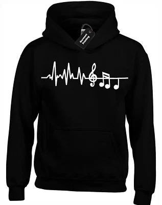 MUSICIAN EKG HOODY HOODIE ECG SONG DANCE GUITAR GIFT BIG SIZE TALL 3XL 4XL 5XL - Image 1 of 4