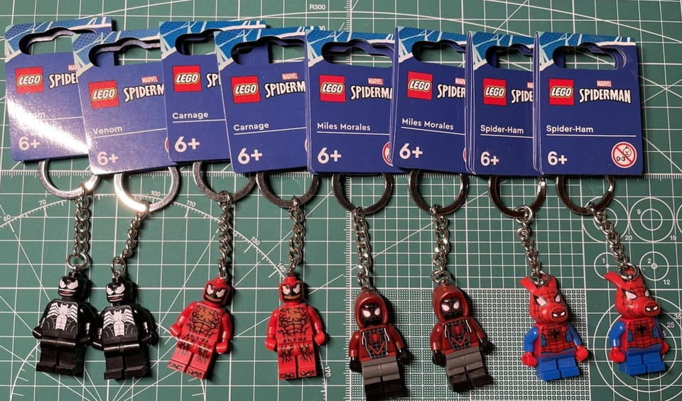 Marvel Spider-Man Lego Keychain Lot - Venom Carnage Miles Morales Spider-Ham - Image 1 of 1