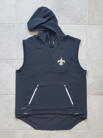NFL Men's Large New Orleans Saints Nike Shield Fly Rush Hoodie Vest Jacket EUC Cover