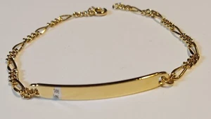Vintage Speidel USA Gold Tone ID Bracelet with Crystal Stones - NOS - Picture 1 of 7