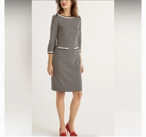 Boden Womens Rhea Jacquard Dress Black White Sz 6 - Picture 1 of 8